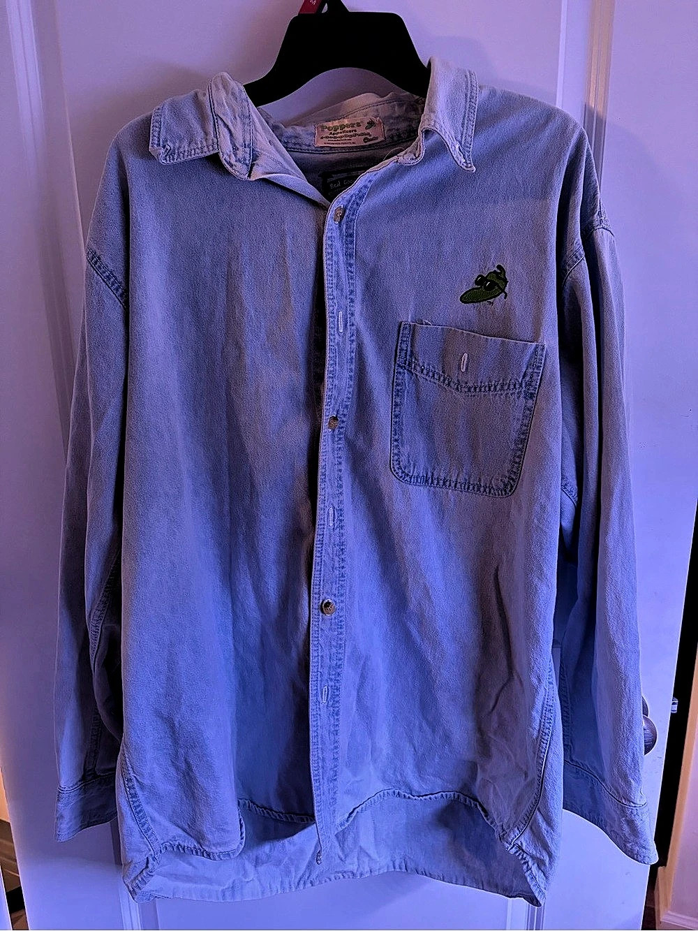 Vintage Poppers Appetizers Denim Button Down Shirt XL Like New